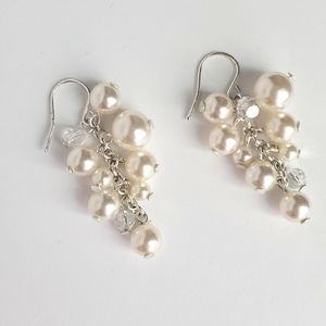RMN Roman Faux pearl Silver tone earrings, Cluster earrings